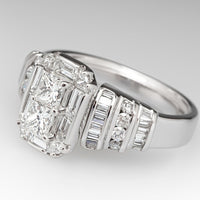 Elegant Silver Plated Bridal Style Square Zirconia Ring
