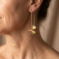 Vintage Gold Plated Leaf Statement Drop Earrings