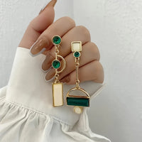 Bohemian Modern Green & Ivory Gold Plated Statement Earrings