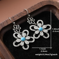 Vintage Bohemian Turquoise Flower Drop Earrings