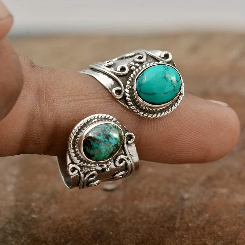 Adjustable Double Turquoise Sterling Silver Ring