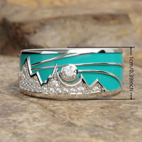Bohemian Style Zirconia Inlaid Enamel Mountain Sun Ring
