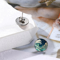 Great Wave Art Stud Earrings