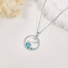 Sterling Silver Seagull & Ocean Wave Pendant Necklace