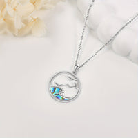 Sterling Silver Seagull & Ocean Wave Pendant Necklace