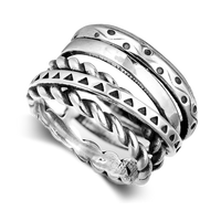 Elegant Bohemian Aztec Style Wide Band Silver Ring