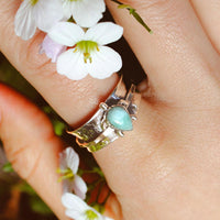 Elegant Turtle Larimar Silver Statement Fidget Ring