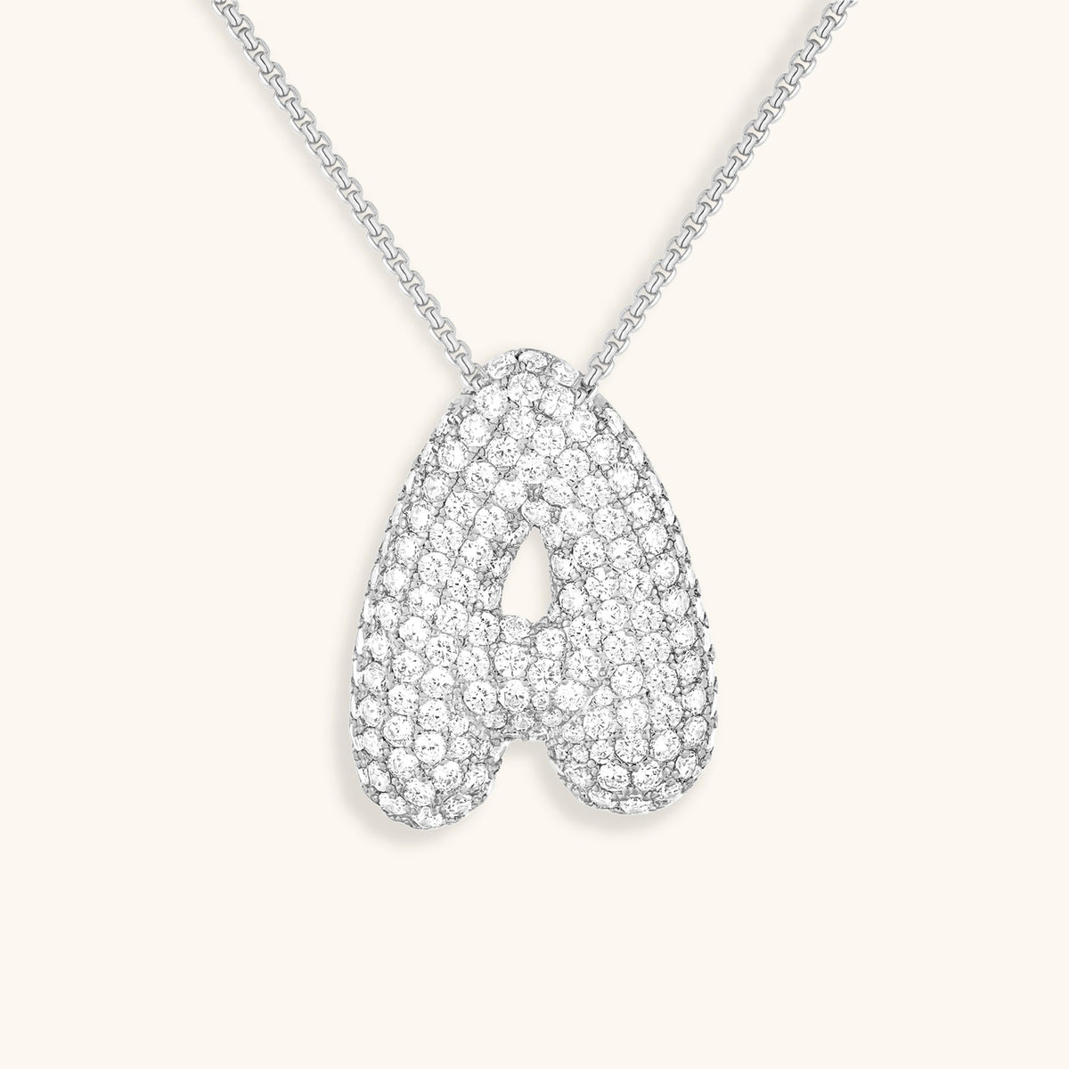 Pavé Diamond Bubble Initial Necklace