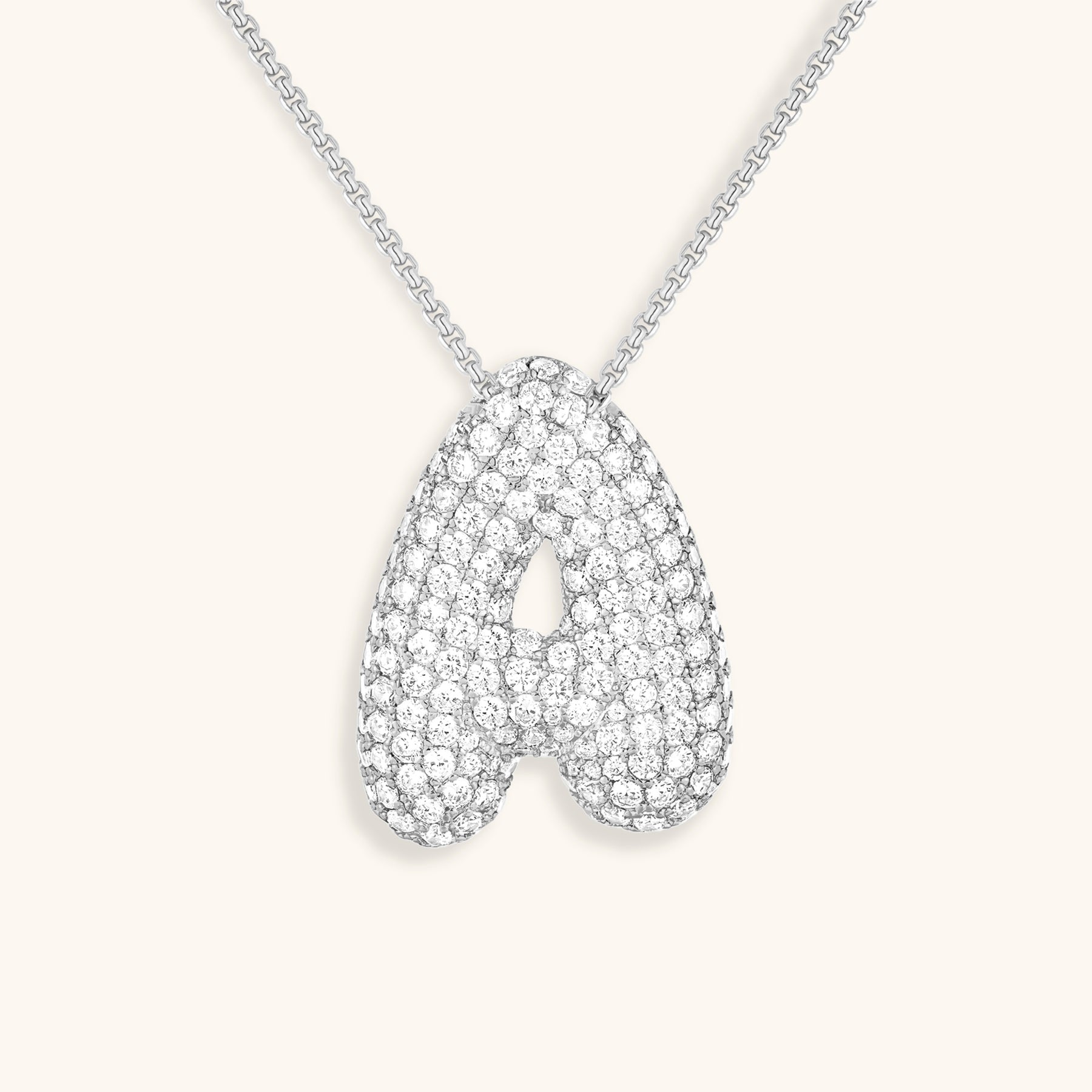 Pavé Diamond Bubble Initial Necklace