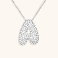 Pavé Diamond Bubble Initial Necklace