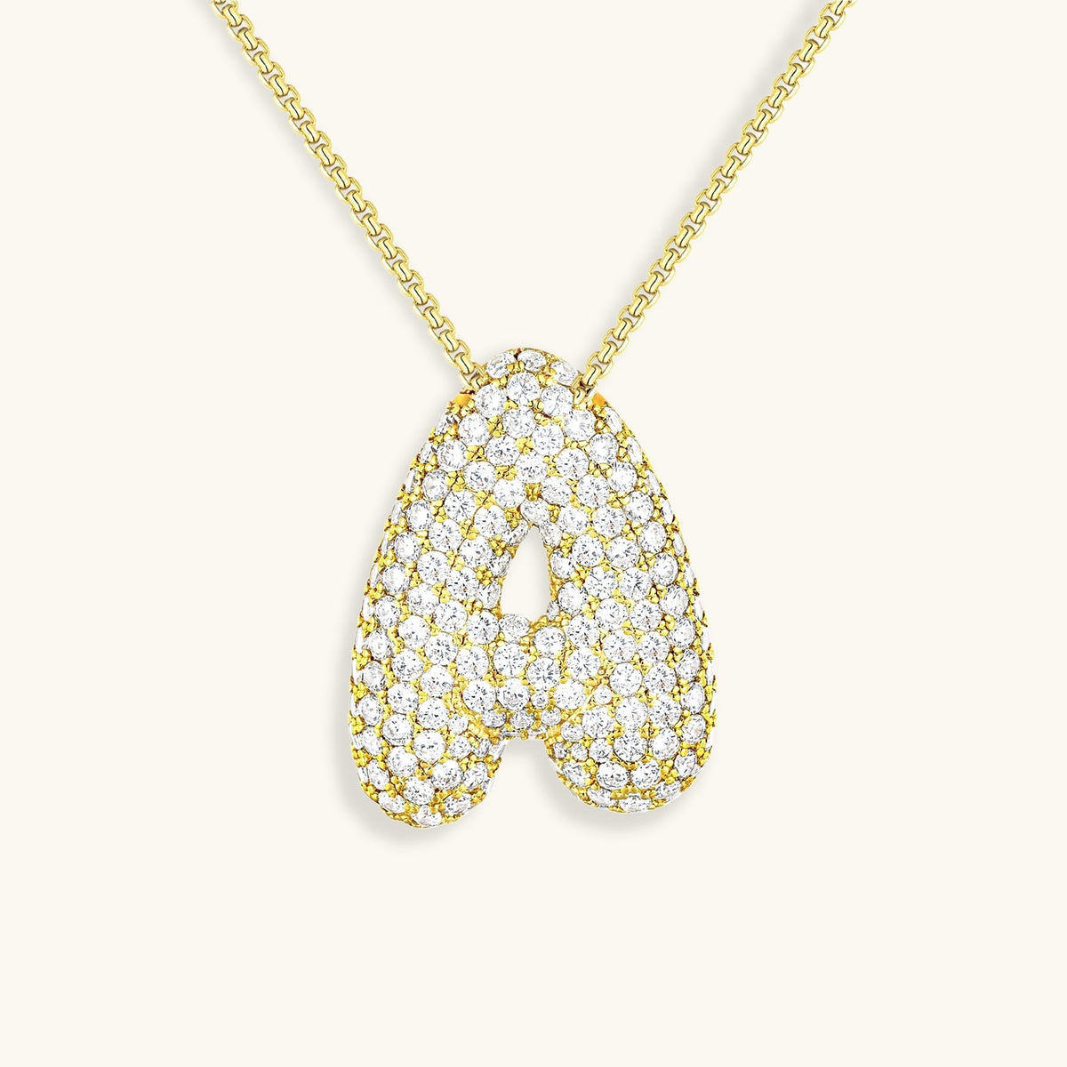 Pavé Diamond Bubble Initial Necklace
