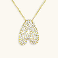 Pavé Diamond Bubble Initial Necklace