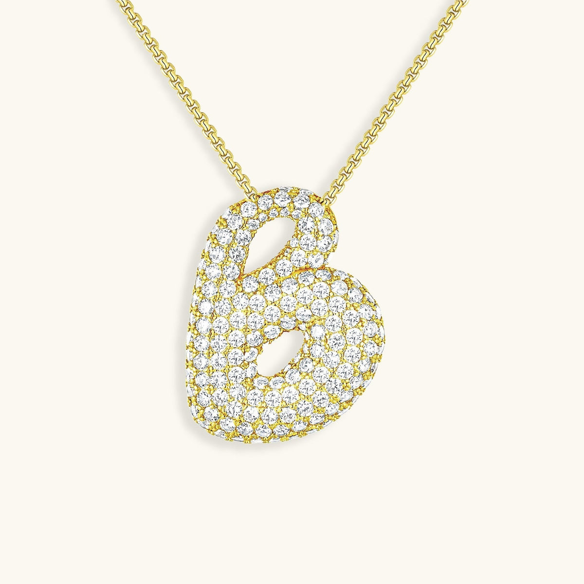 Pavé Diamond Bubble Initial Necklace