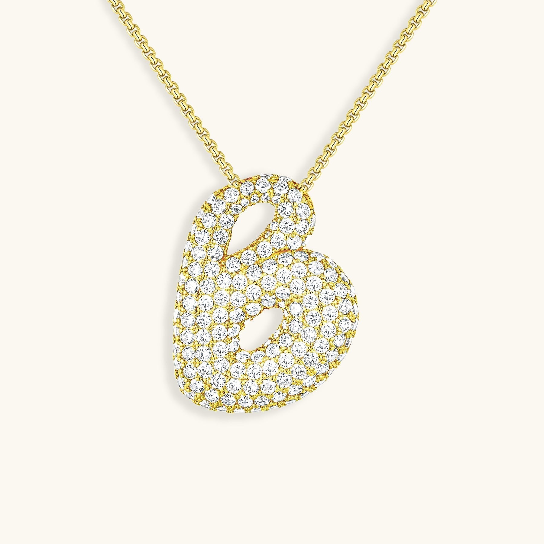 Pavé Diamond Bubble Initial Necklace