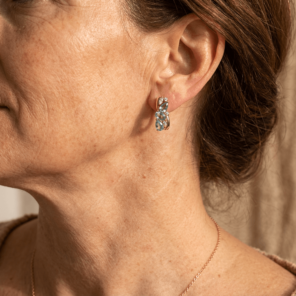 Blue Zirconia Earrings in Gold