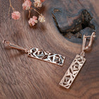 Bohemian Long Hammered Rose Gold Dangle Earrings