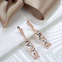 Bohemian Long Hammered Rose Gold Dangle Earrings