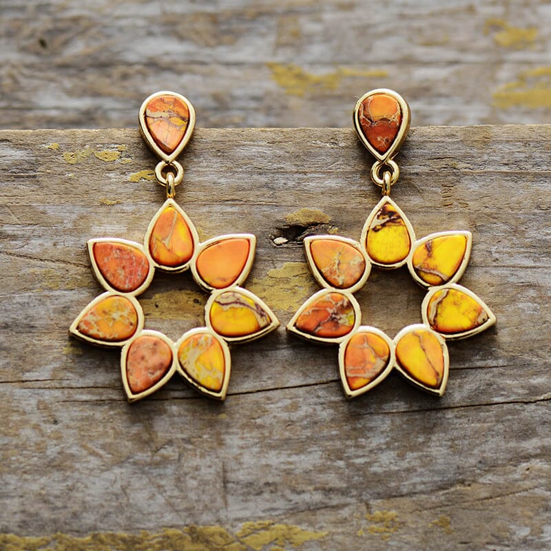 Bohemian Handcrafted Sea Sedient Jasper Stud Earrings