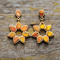 Bohemian Handcrafted Sea Sedient Jasper Stud Earrings