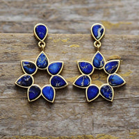 Bohemian Handcrafted Sea Sedient Jasper Stud Earrings