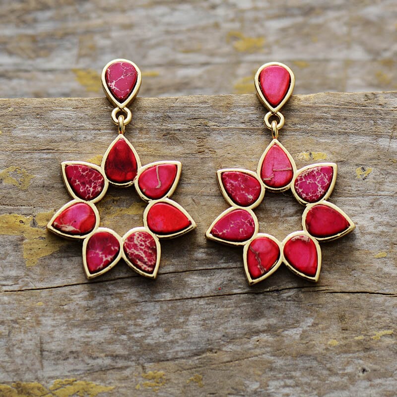 Bohemian Handcrafted Sea Sedient Jasper Stud Earrings