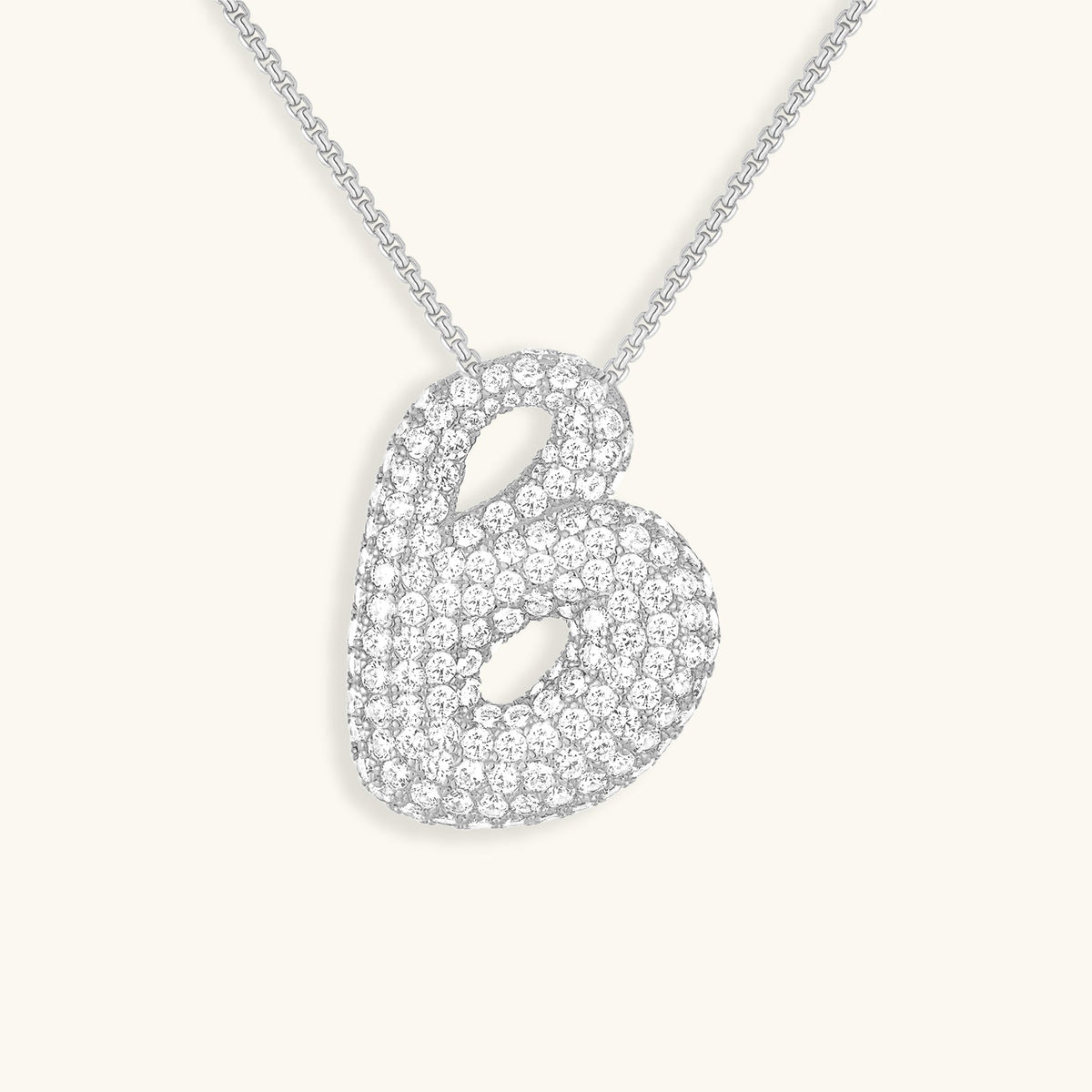 Pavé Diamond Bubble Initial Necklace