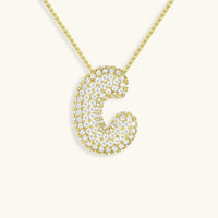 Pavé Diamond Bubble Initial Necklace