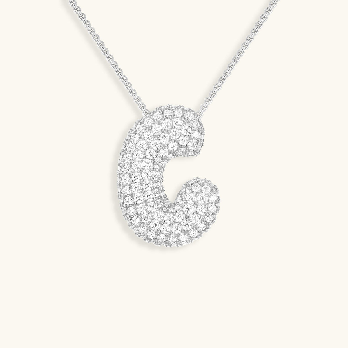 Pavé Diamond Bubble Initial Necklace