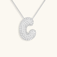 Pavé Diamond Bubble Initial Necklace