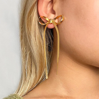 Cate Lange Snake Chain Bow Earrings Gold