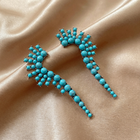 Classic Boho Western Style Turquoise Cluster Dangle Earrings