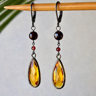 Classic Geometric Crystal Gemstone Pendant Earrings