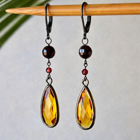 Classic Geometric Crystal Gemstone Pendant Earrings