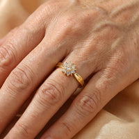Classic  Gold Plated Cubic Zirconia Flower Decor Ring