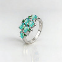 Classic Green Water Drop Opal Cluster Ring