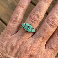 Classic Green Water Drop Opal Cluster Ring