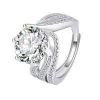 Classic Silver Plated Round Shiny Zirconia Statement Ring