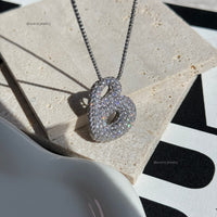 Pavé Diamond Bubble Initial Necklace