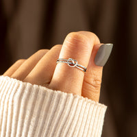 Timeless Bond Silver Knot Ring for Mother & Daughter