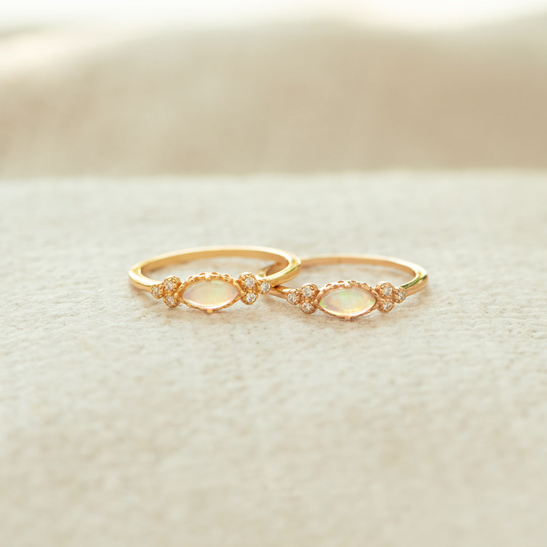 Purest Love Matching Oval Cut Opal Mother & Daughter Ring