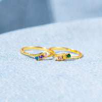 Personalized 1-6 Family Birthstones Bypass Ring
