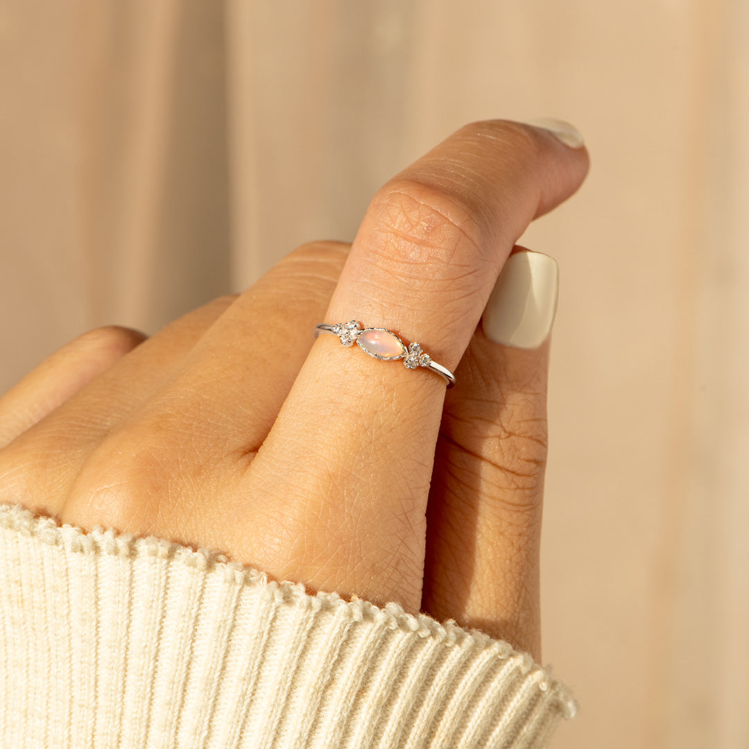 Purest Love Matching Oval Cut Opal Mother & Daughter Ring