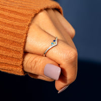 Personalized Birthstones Chevron Pavé Ring