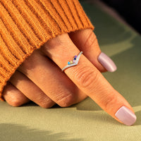 Personalized Birthstones Chevron Pavé Ring