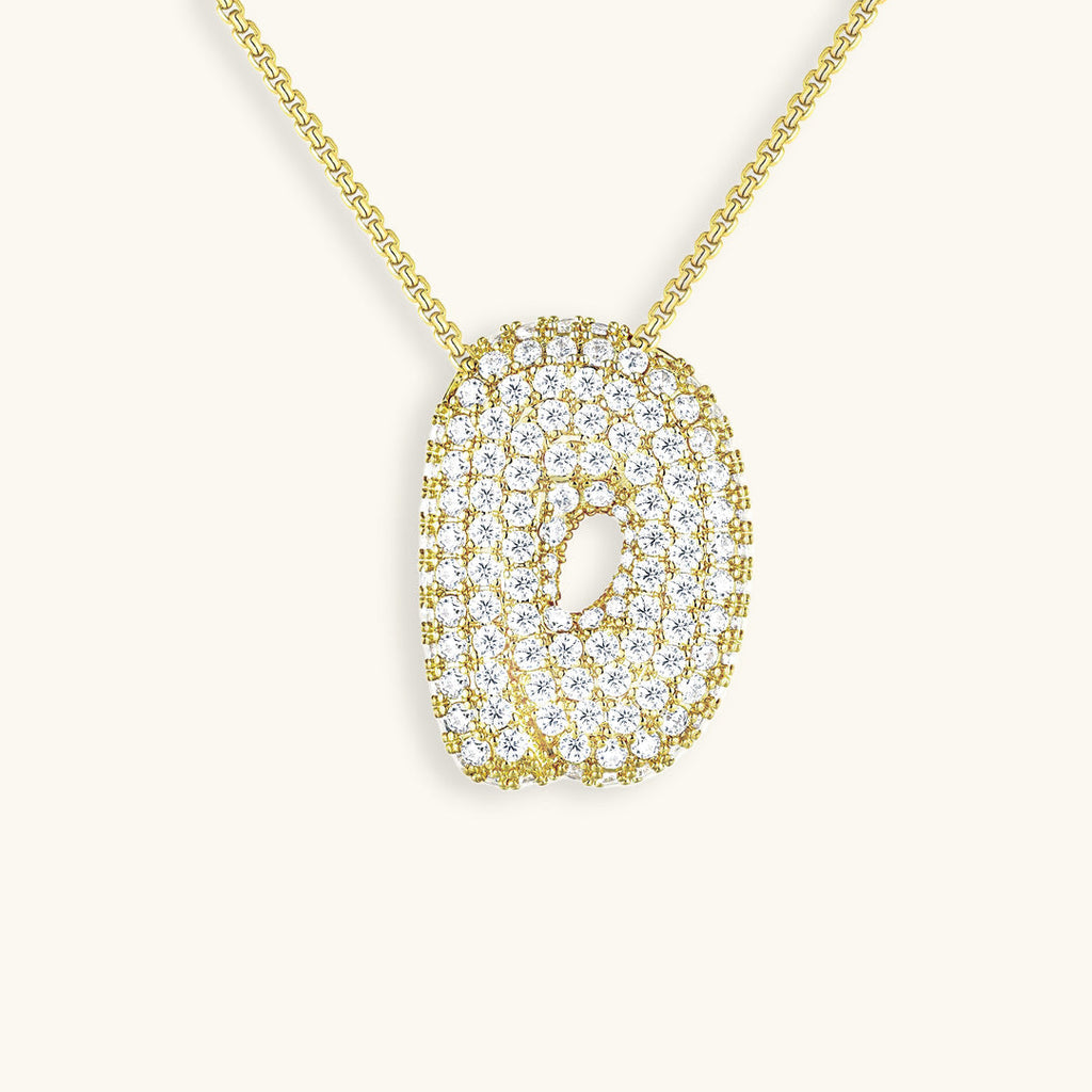 Pavé Diamond Bubble Initial Necklace