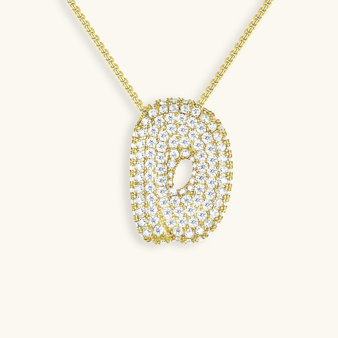 Pavé Diamond Bubble Initial Necklace