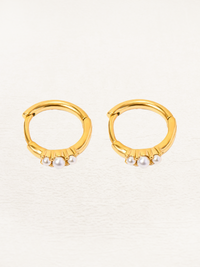Virelle | Golden Huggie Hoops with Pearls - Set of 2 Earrings