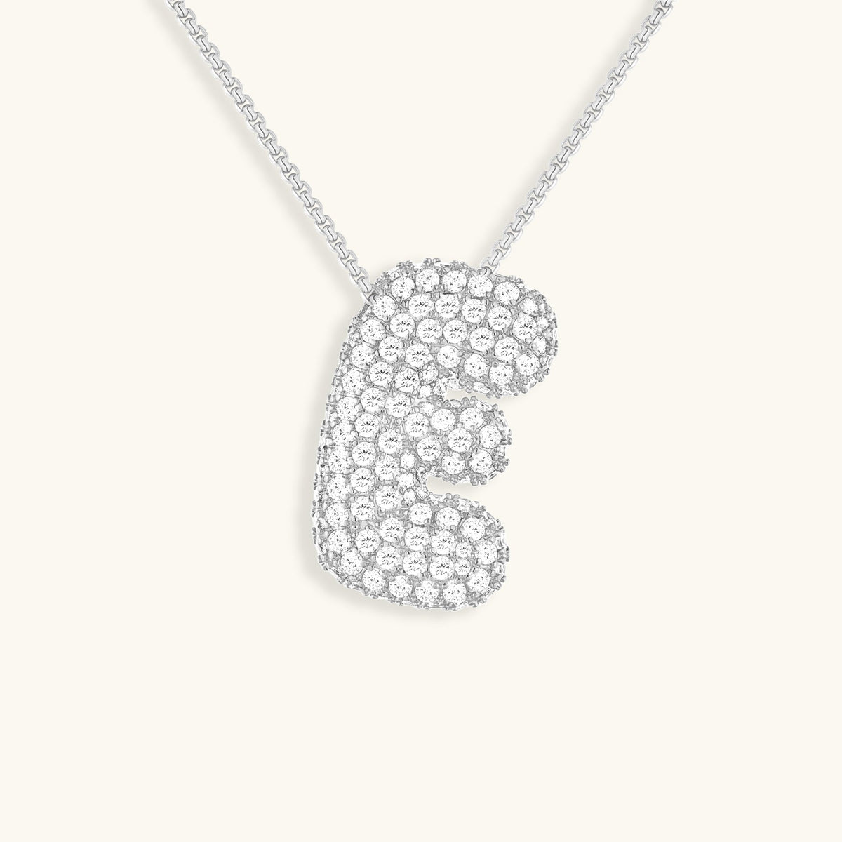Pavé Diamond Bubble Initial Necklace