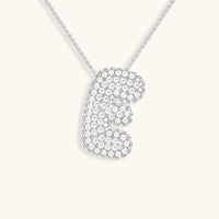 Pavé Diamond Bubble Initial Necklace