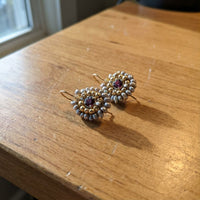 Vintage Retro Golden & Grey Geometric Stones Earrings